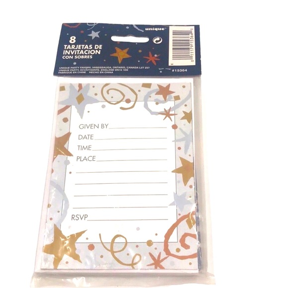 8 Happy New Year’s Party Invitations With Envelopes - Picture 2 of 4